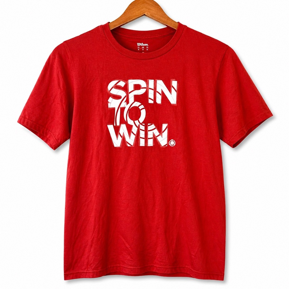 Wilson Mens Spin To Win Graphic Tennis T-Shirt Red Large Tenniscore Preppy